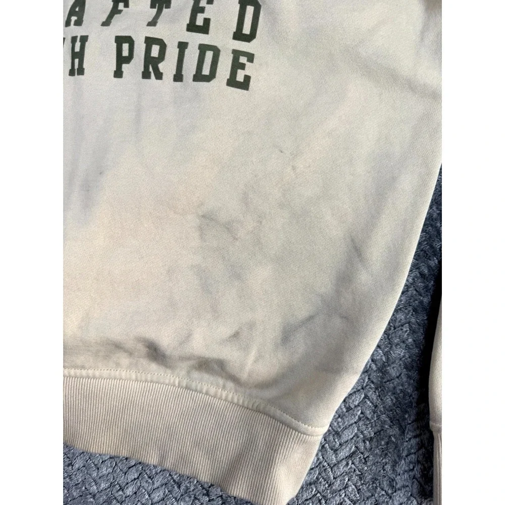 True Religion Buddha‎ Hoodie Mens L Beige Streetwear Graphic on Back Sweatshirt
